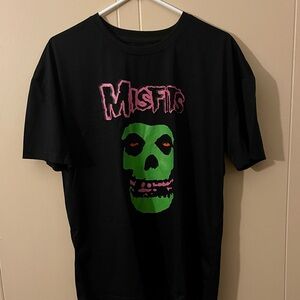 Misfits Band T-shirt Black Small Green and Pink Face Skull design